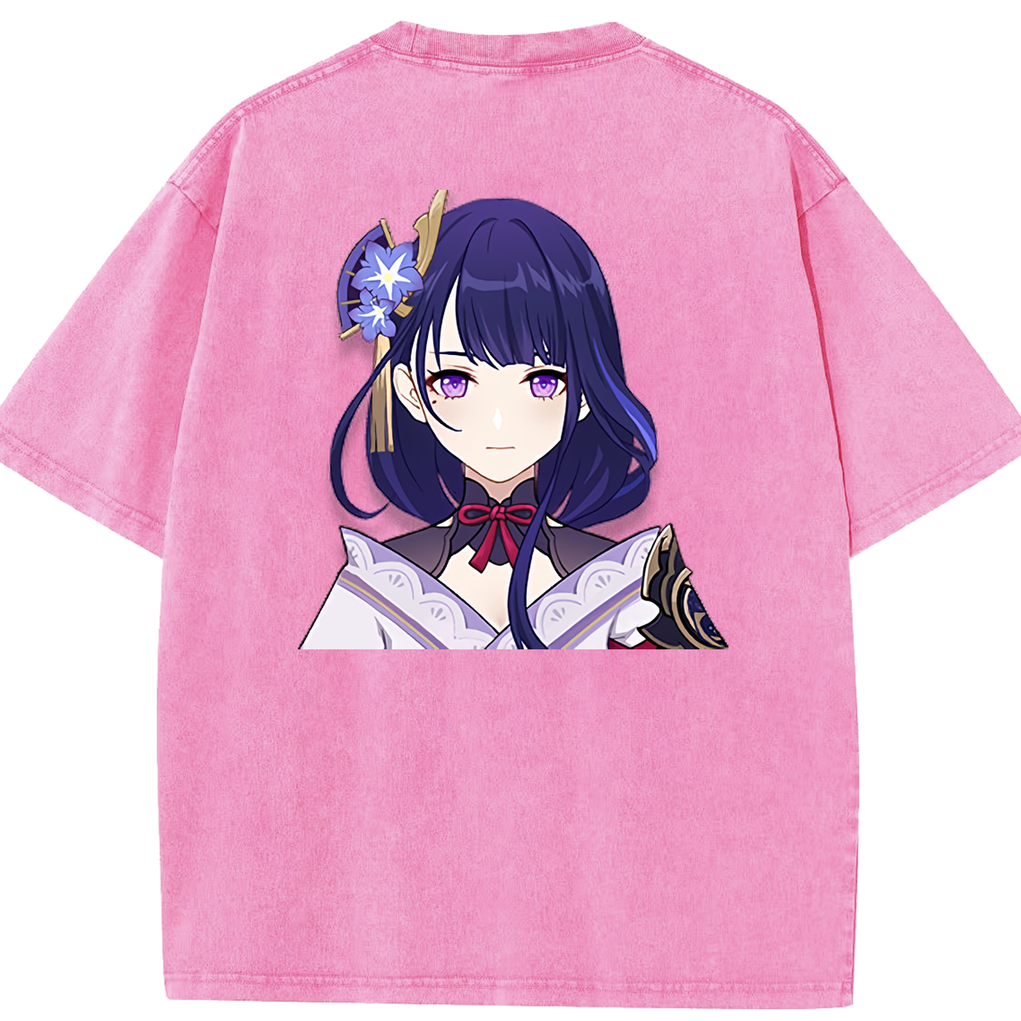 げんし神 雷電将軍 らいでんしょうぐん genshin Raiden Shogun 綿100% ヴィンテージ風 半袖Tシャツ（背面プリント）